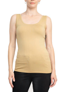 Alberto Makali - Scoop Neck Sleeveless Solid Spandex Top