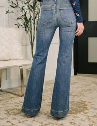 Judy Blue - High Waist Flare Tummy Control Double Button Waist Band Jeans