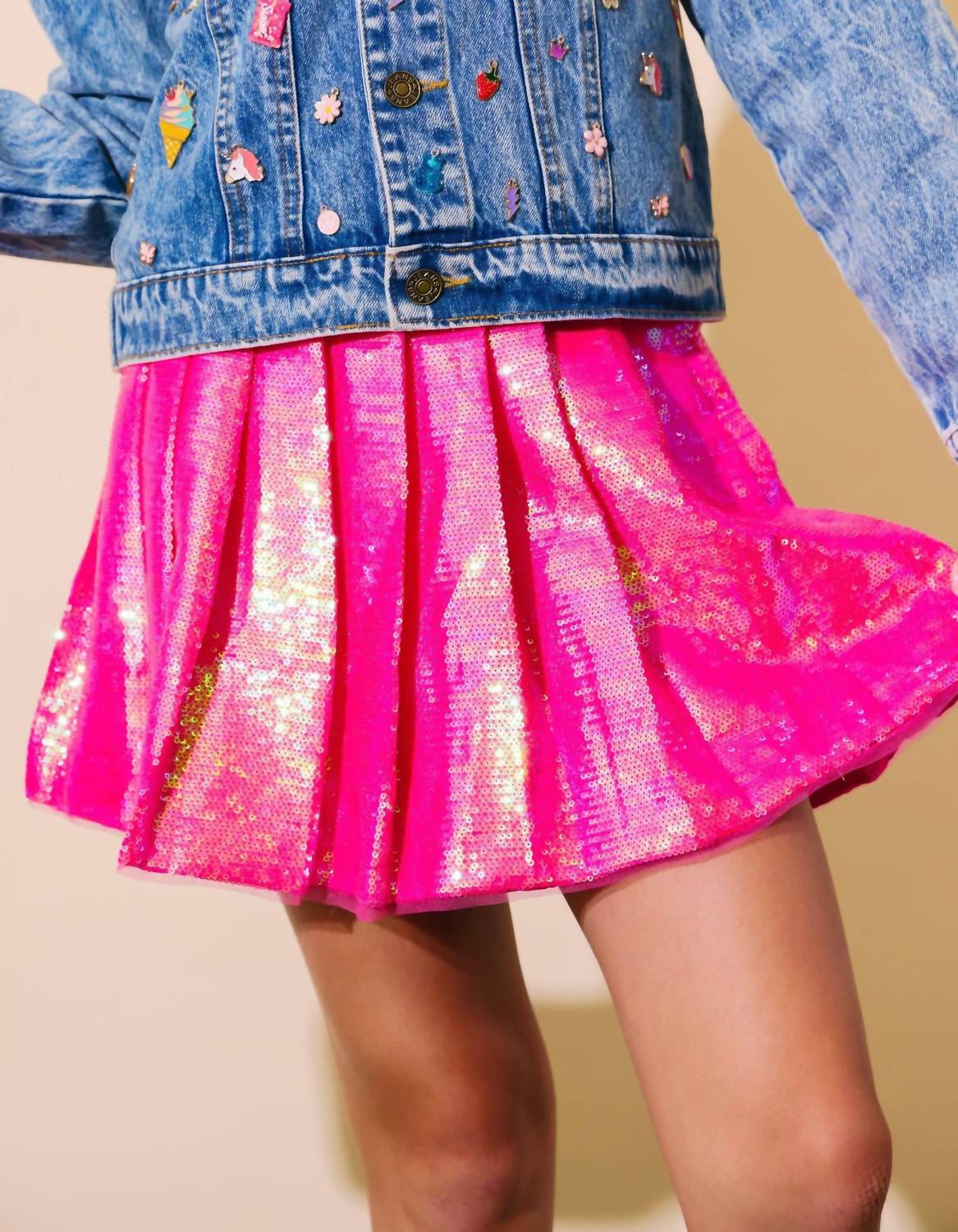 Lola + The Boys - Girls' Shimmer Sequin Skirt