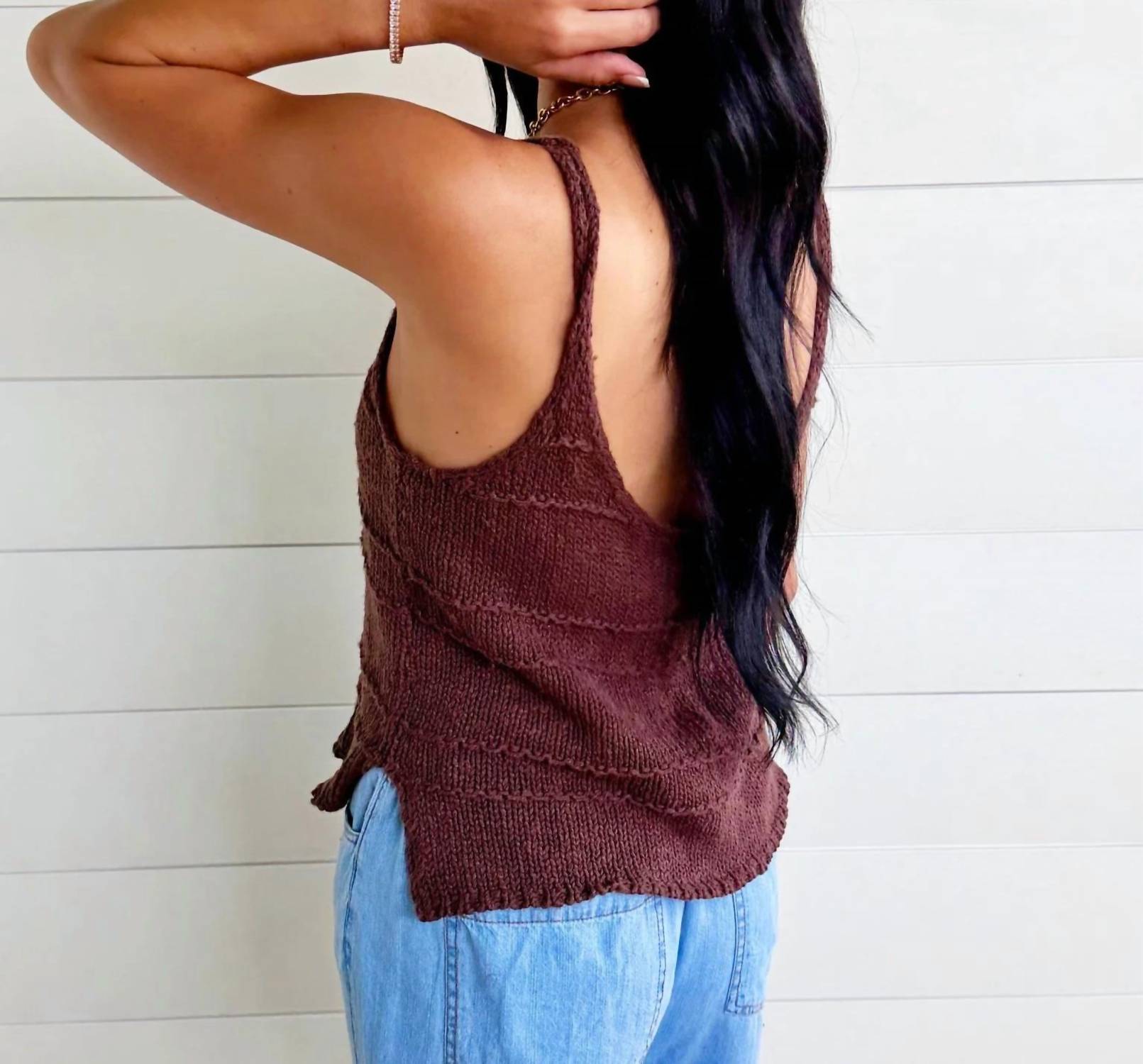 Mustard Seed - Women's Tiered Textured Button-front Sweater Knit Camisole