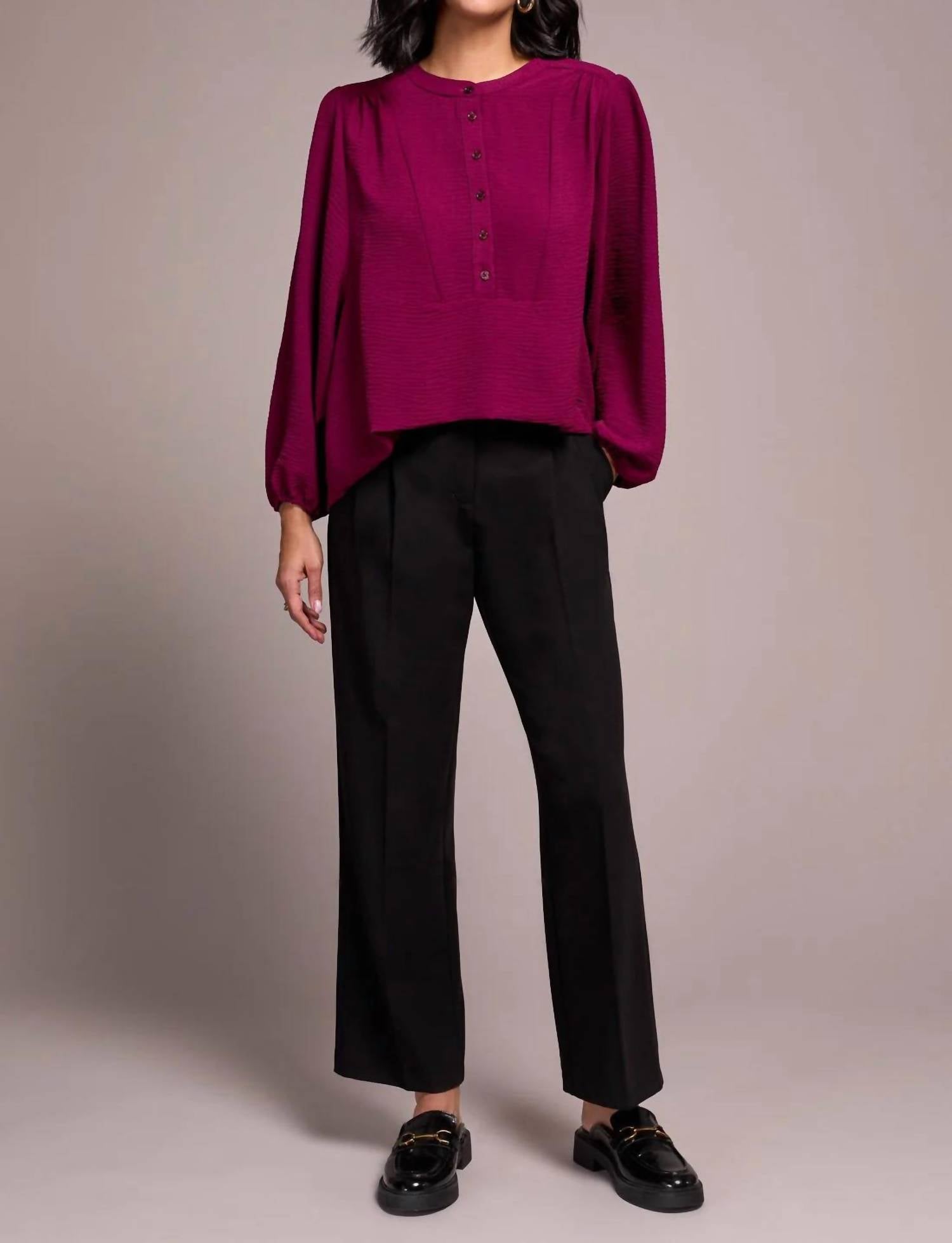 Tribal - Airflow Long Sleeve Mandarin Collar Blouse