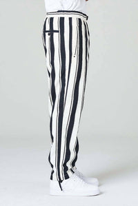 WHITE SAND Parachute Canvas Stripe Pant in black white - men's jeans - alternate view