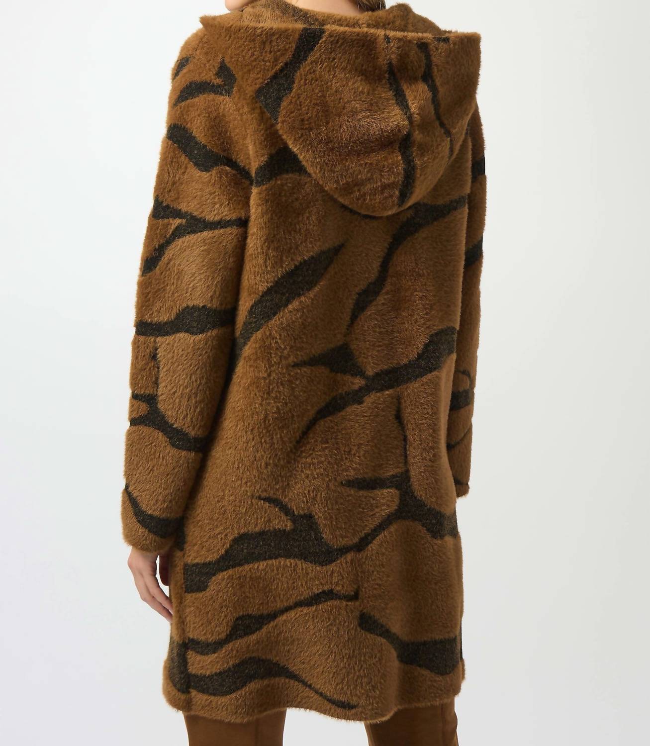 Joseph Ribkoff - Feather Yarn Animal Jacquard Hooded Coat