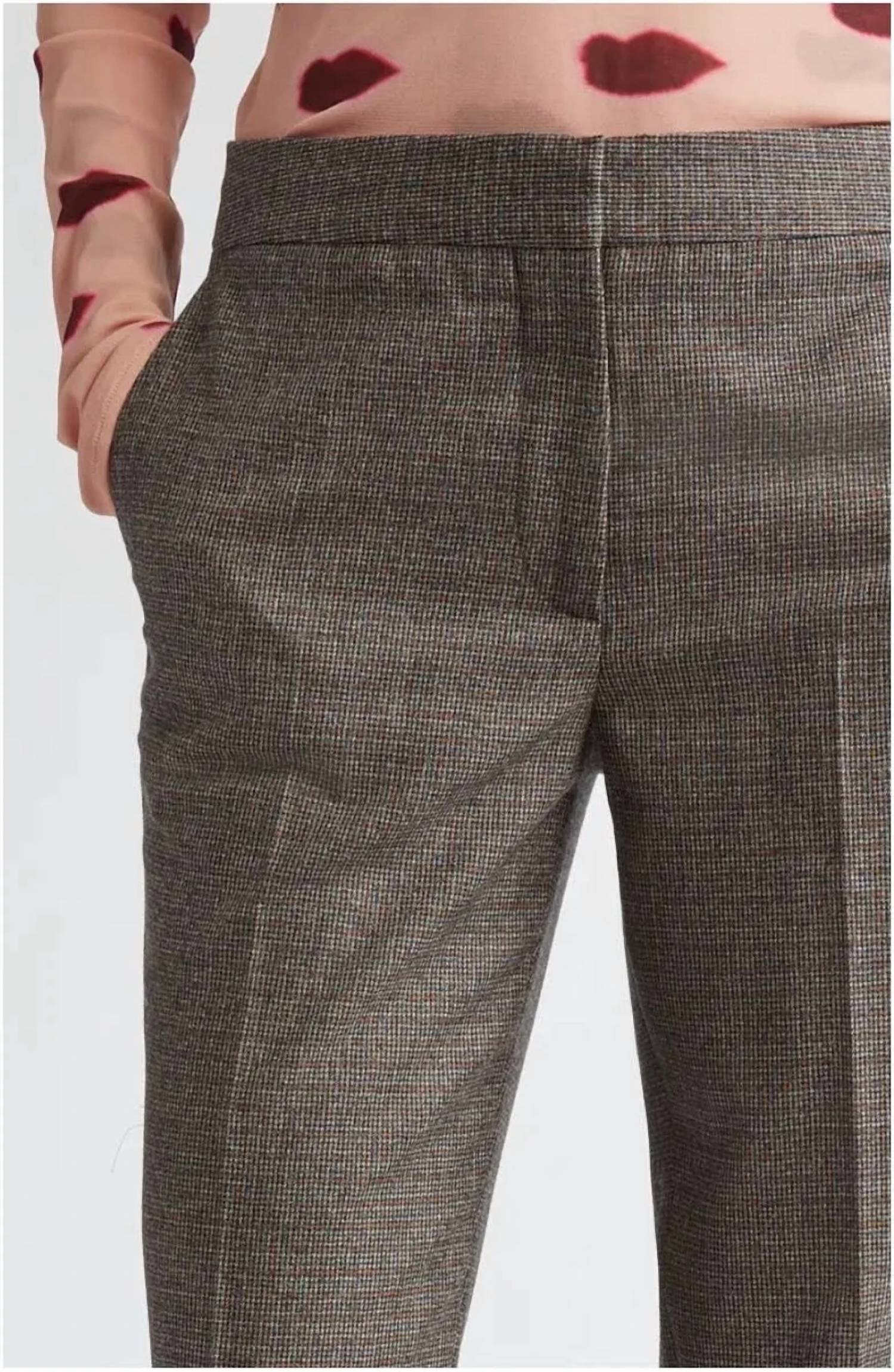 Stella Mccartney - Slim Fit Check Split Hem Wool Pants