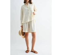 Fun 2 Fun - High-waist Linen Shorts