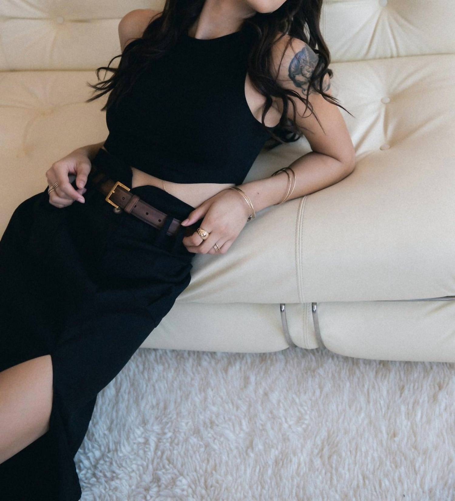 Stillwater - Stretch Linen Cargo Knotch Waist Maxi Skirt