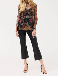 Johnny Was Women's Francisca Mesh Blouse in multi - women's long sleeve top