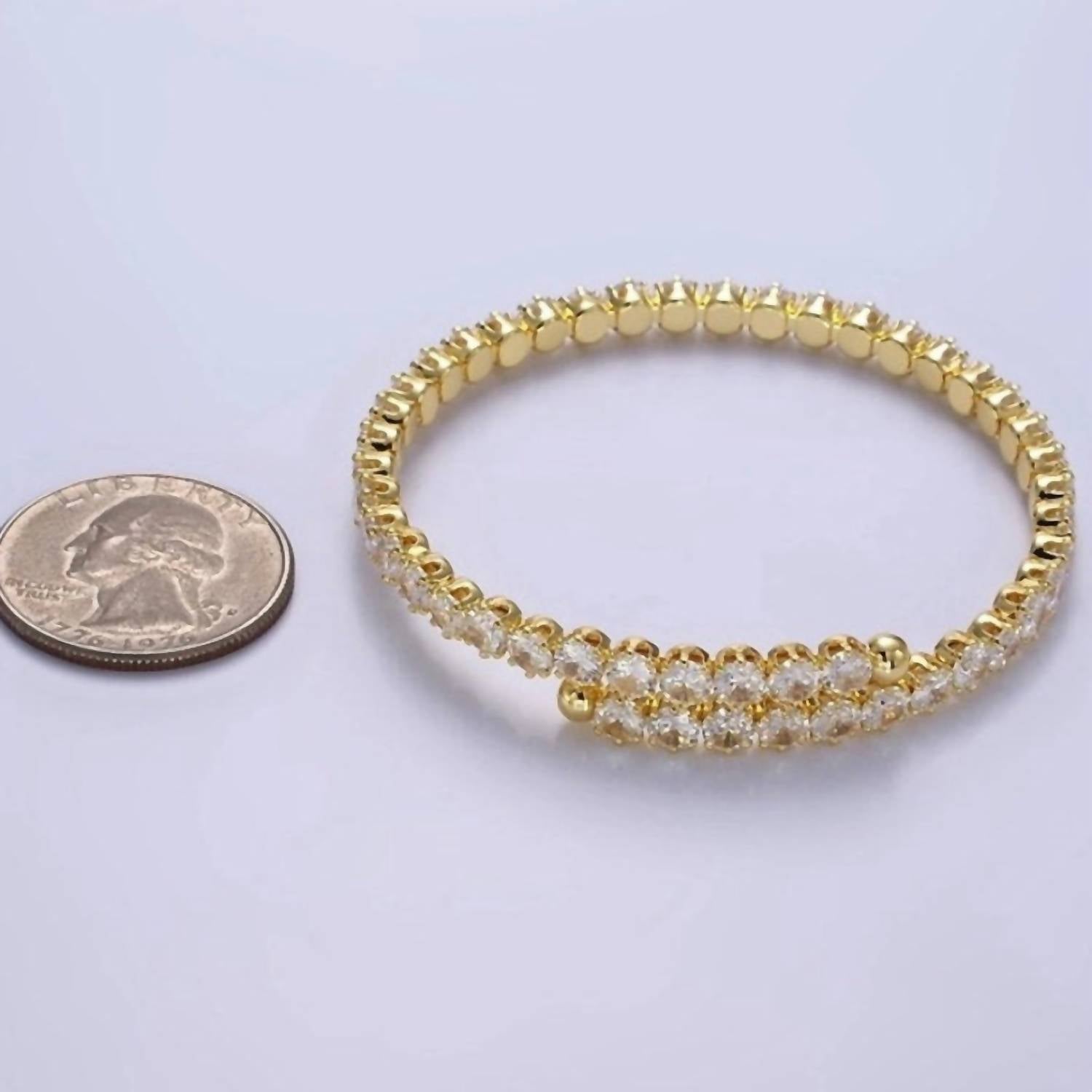Aim Eternal - Women's Clear Round Cubic Zirconia Bangle Wrap Bracelet