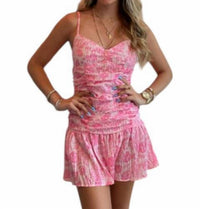 Sincerely Ours - Print Gathered Mini Dress