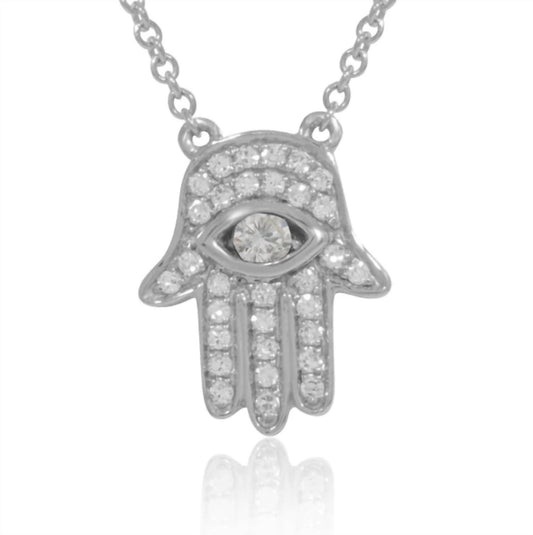 Diana M Jewels - 0.11 Cts Diamond Hamsa Hand Necklace