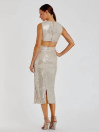 Mac Duggal - Sequin Cutout Midi Dress