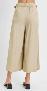 RISEN Wide Leg Linen Pants in beige - women's pants - alternate view