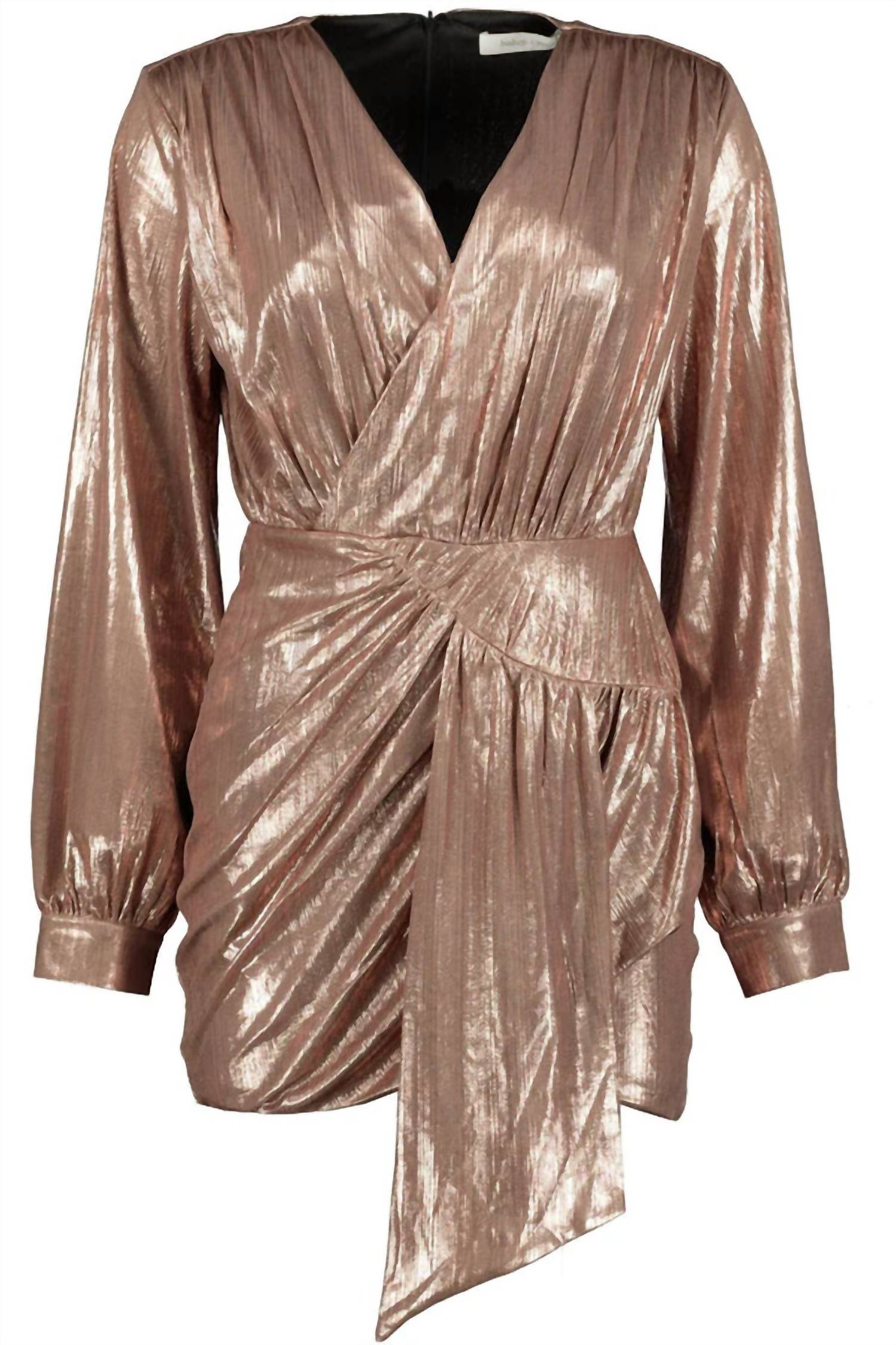 Bishop + Young - Long Sleeve Rouching Metallic Mini Dress