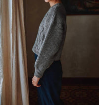 L'Envers Paola Cable Sweater in ash grey - women's sweater - alternate view