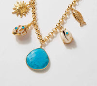 Knotty Bling - Women's Turquoise Sea Charm Necklace