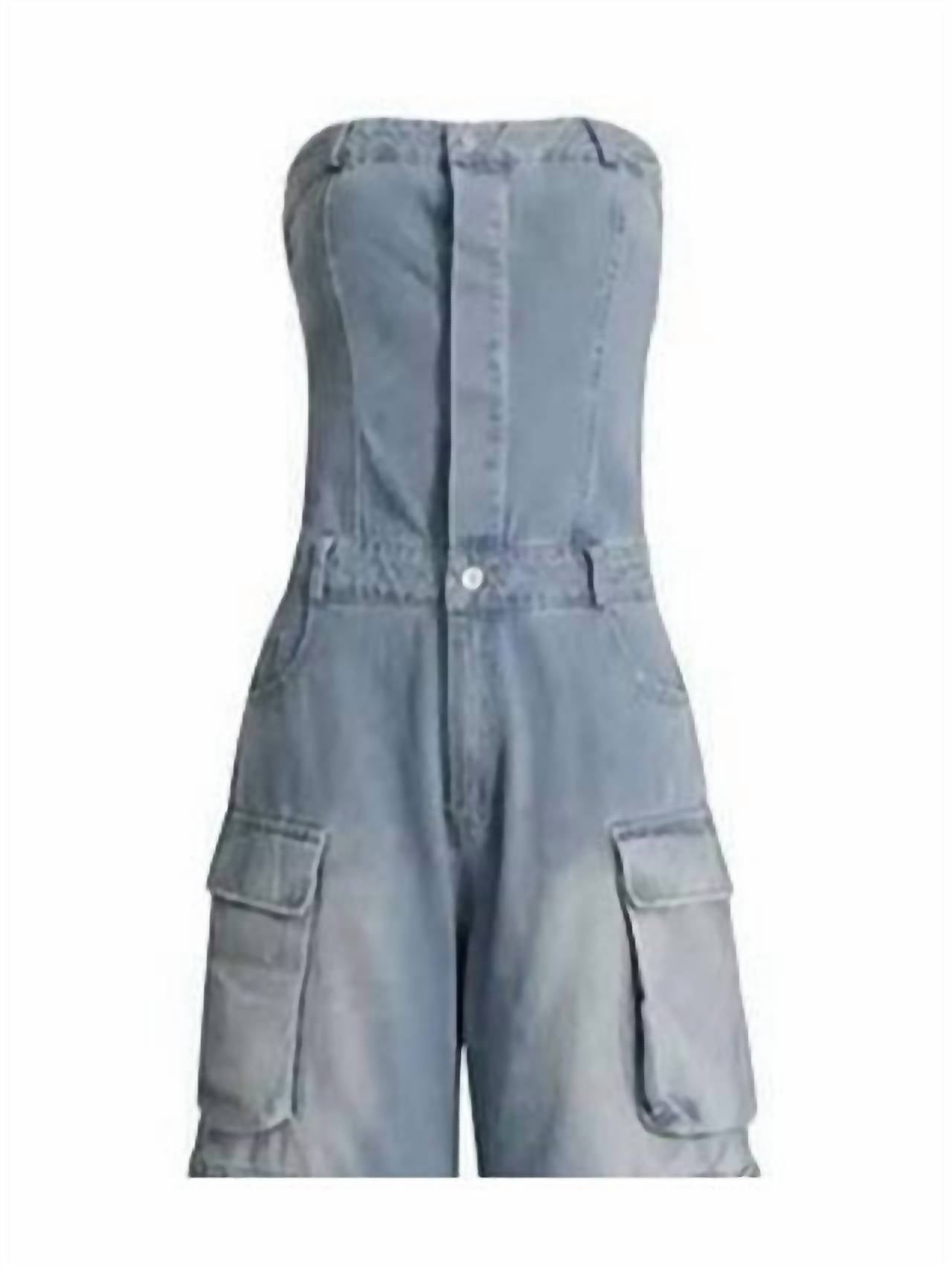 Giti Wholesale - Denim sleeveless cargo jumpsuit
