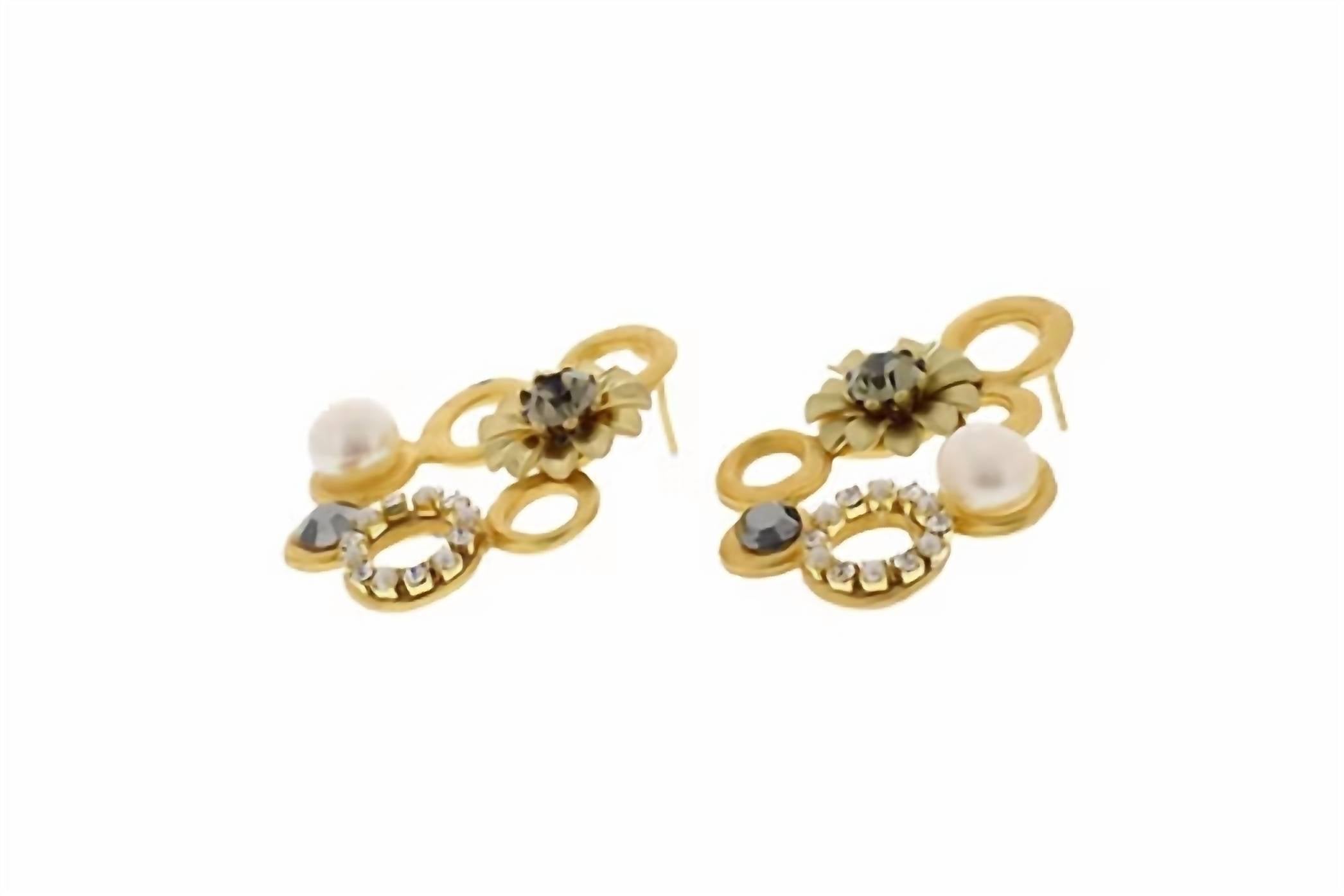 Nour London - Women's Statement Pearl Crystal Earrings