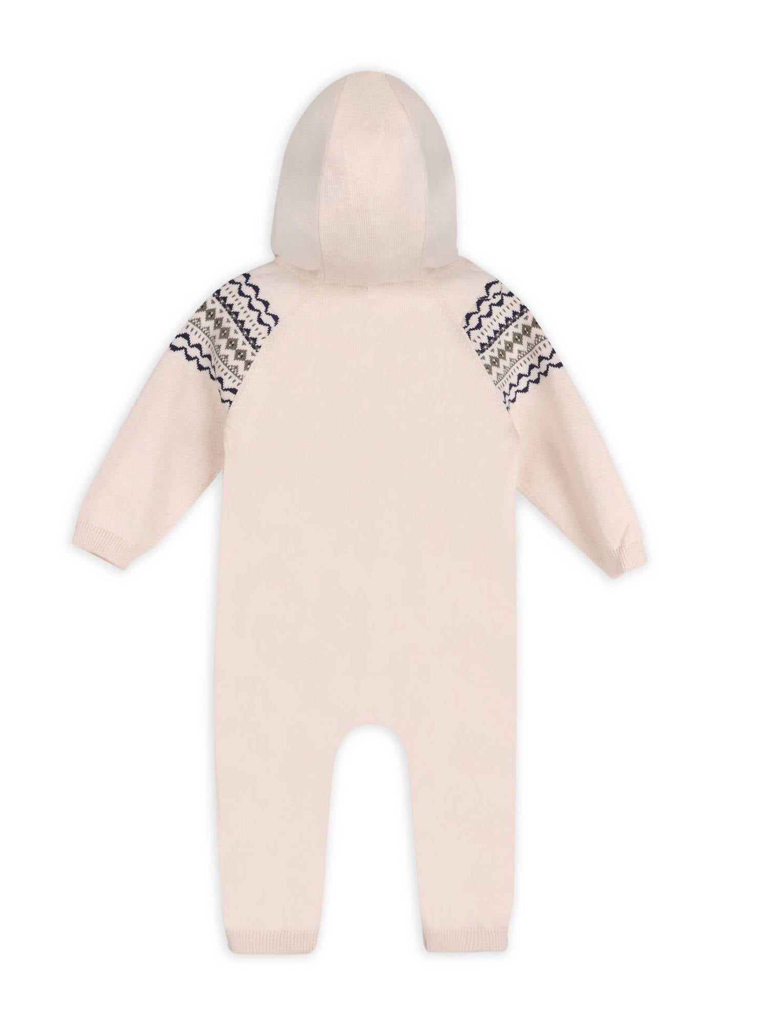 Viverano Organics - Baby Fair Isle Sweater Knit Hooded Jumpsuit