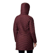 Columbia Powder Lite Mid Quilted Hooded Puffer Jacket in malbec - women's jacket - detail view