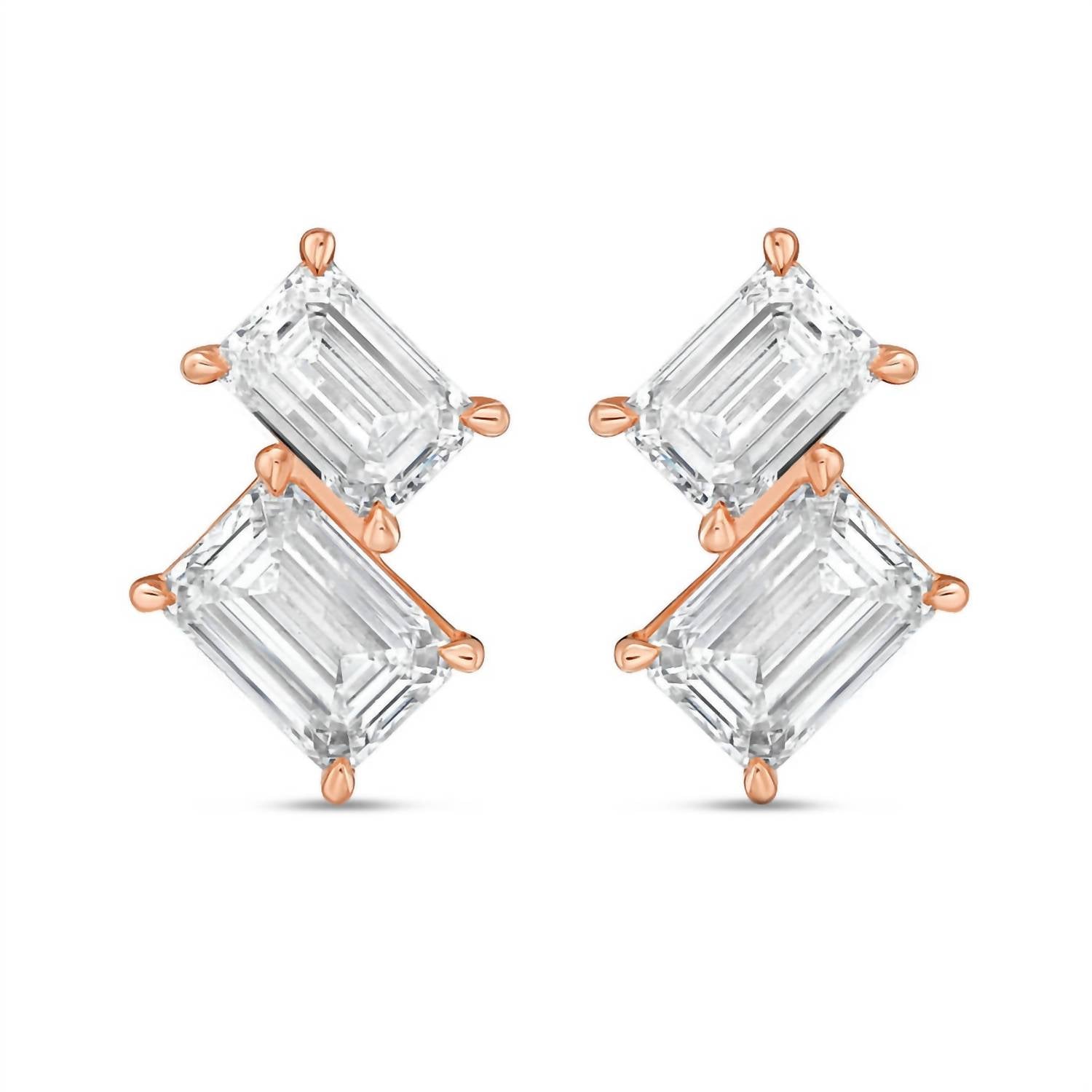 Diana M Jewels - Women's Emerald Lab-Grown Diamond Stud Earrings (12.00 Ct) - Luxe