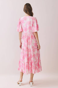 Tcec - Floral Print Tiered Baby Doll Midi Dress