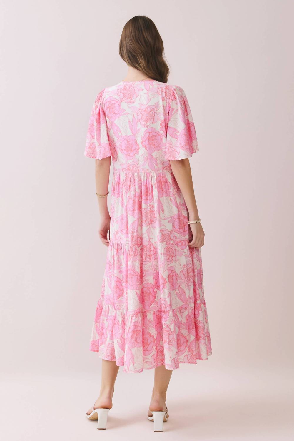 Tcec - Floral Print Tiered Baby Doll Midi Dress