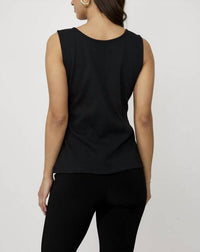 Frank Lyman Sleeveless Crew Neck Top in black - women's tank top - alternate view