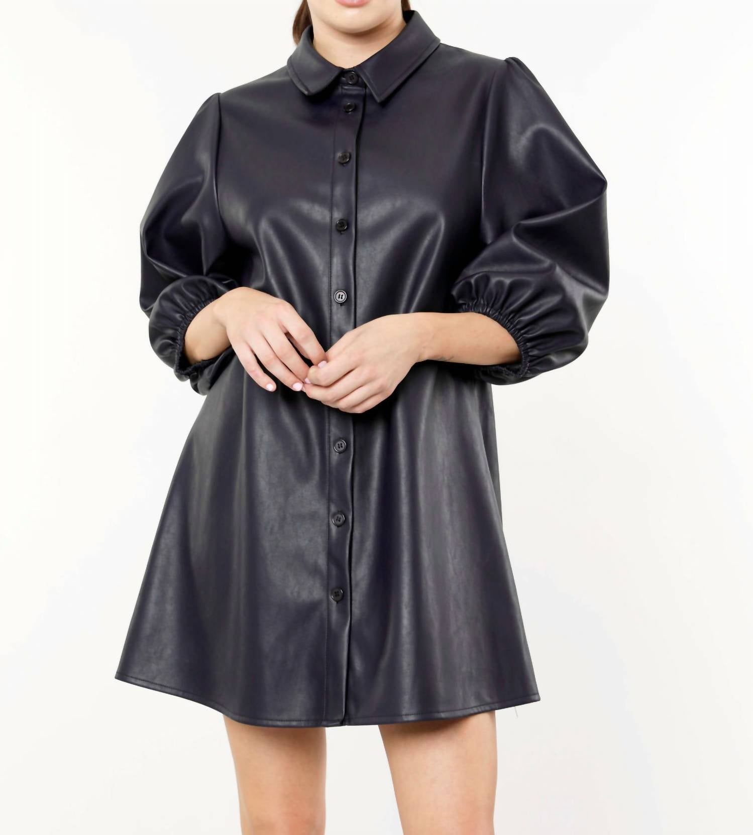 Dolce Cabo - Everywhere Leather Dress with Puff Sleeves