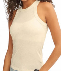 BANDIER Rivington Ribbed Tank Top - Plus in oatmeal - women's tank top - detail view