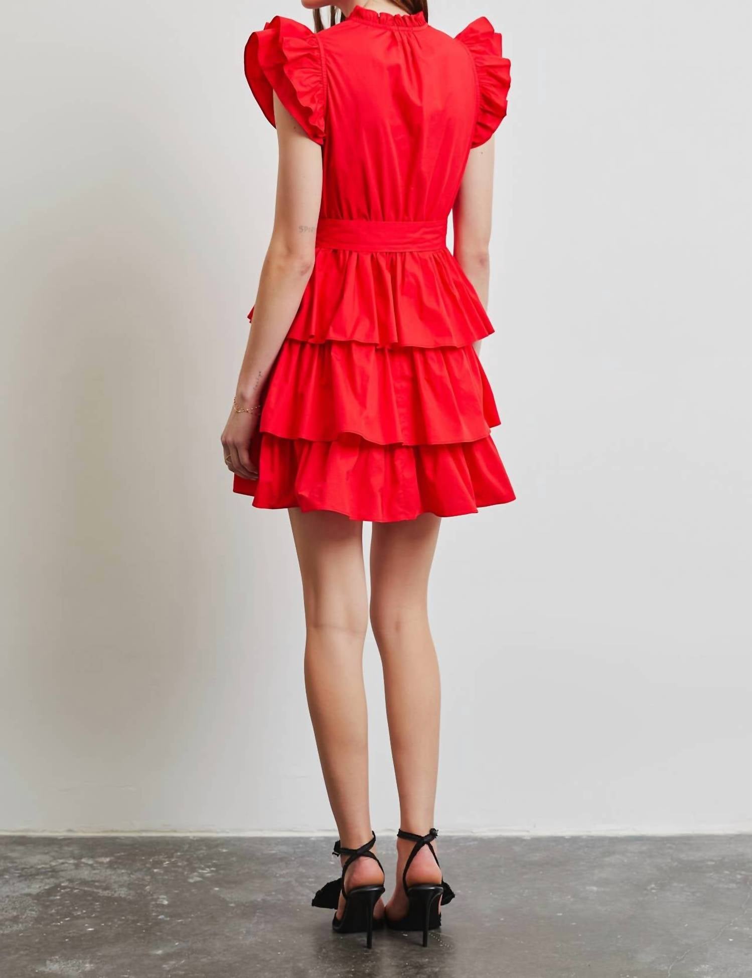 Heyson - Cherry On Top Poplin Ruffle Dress