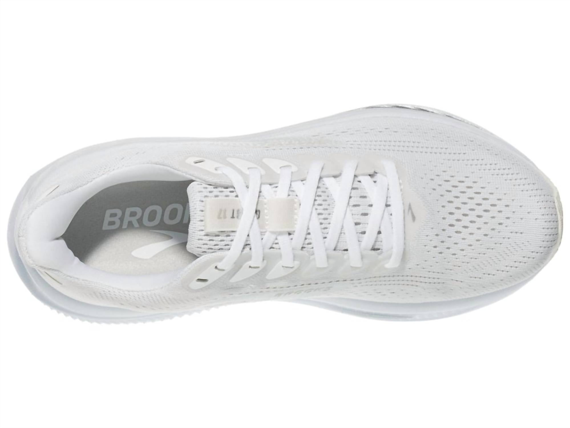 BROOKS Women's Ghost 17 Sneaker in white white grey - women's sneaker - alternate view
