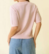Hem & Thread - Pearl Bow Button Short Sleeve Cardigan