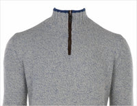 Fedeli - Men's Cashmere Bicolor & Suede Quarter Zip