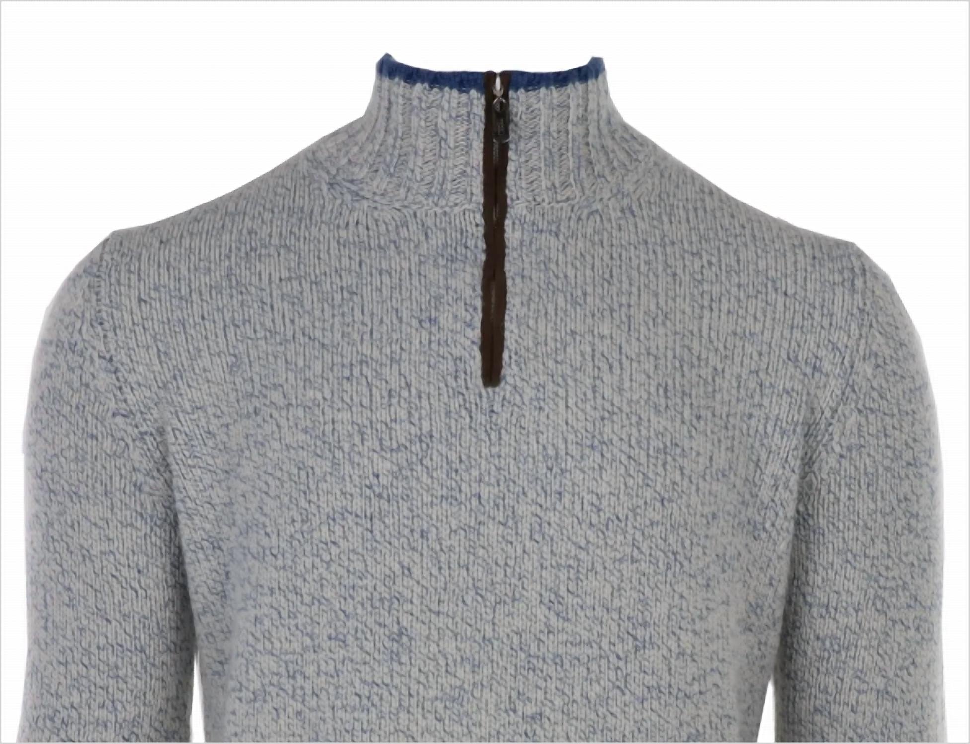 Fedeli - Men's Cashmere Bicolor & Suede Quarter Zip