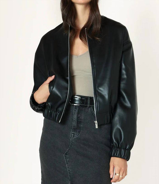 Dex - Faux Leather Bomber Jacket