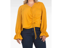 Standards & Practices - Long Sleeve Curvy Fit Surplice Wrap Blouse - Plus Size