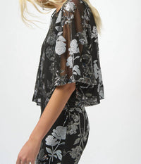 Joseph Ribkoff - Sequin Embroidered Floral Print Boxy Top