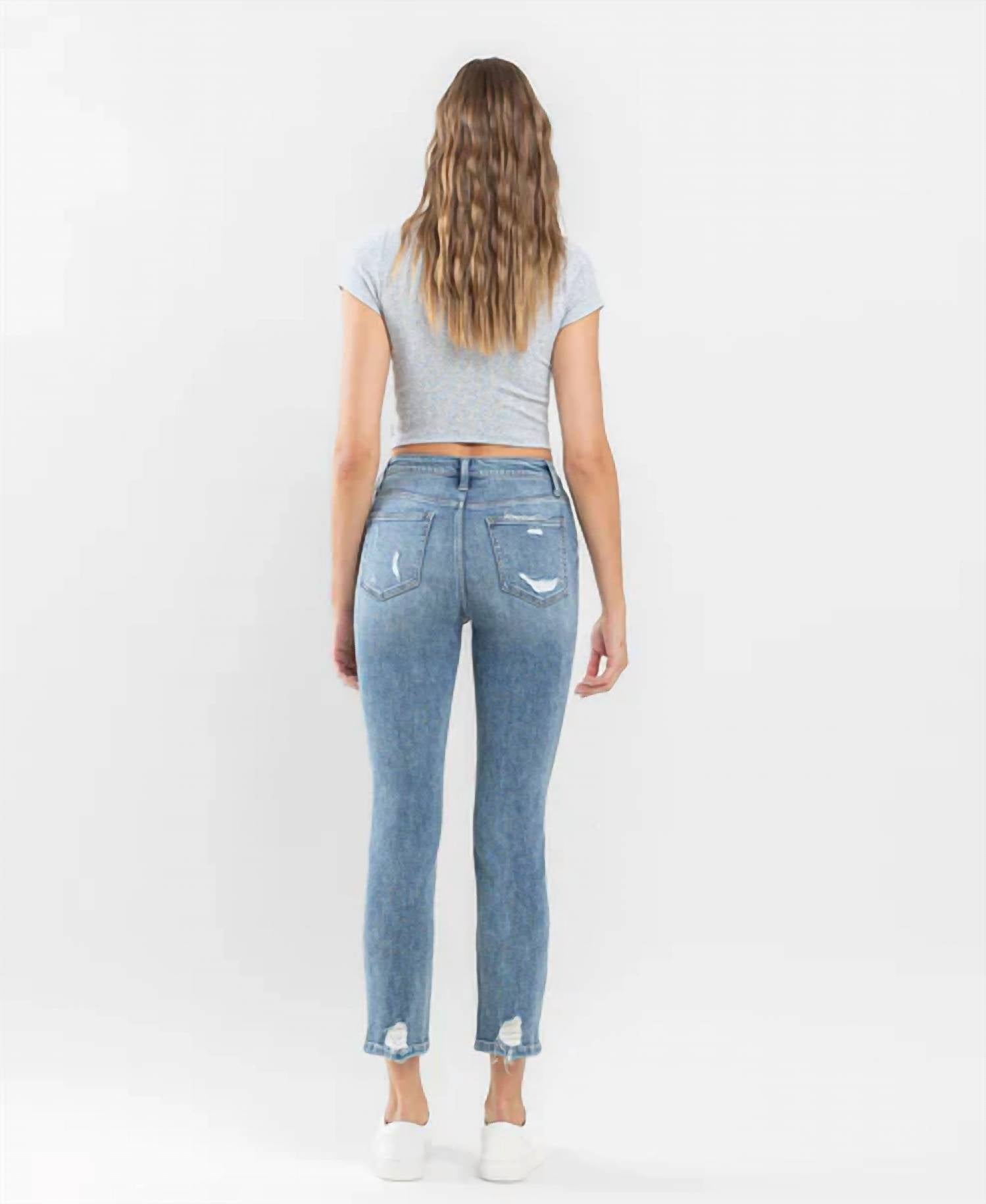 Flying Monkey - Soundness High Rise Distressed Crop Slim Straight Jeans