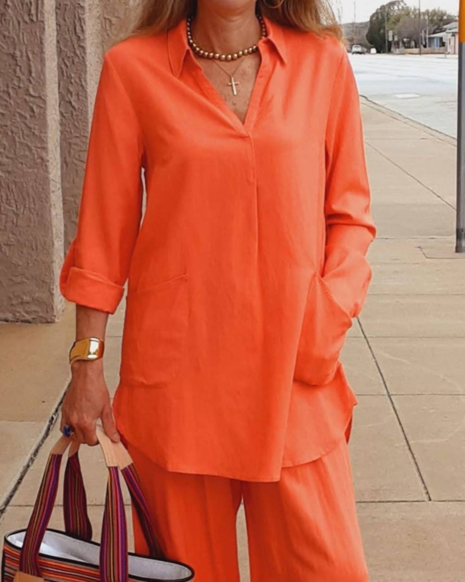 Tribal - Rolled Up Long Sleeve Tunic