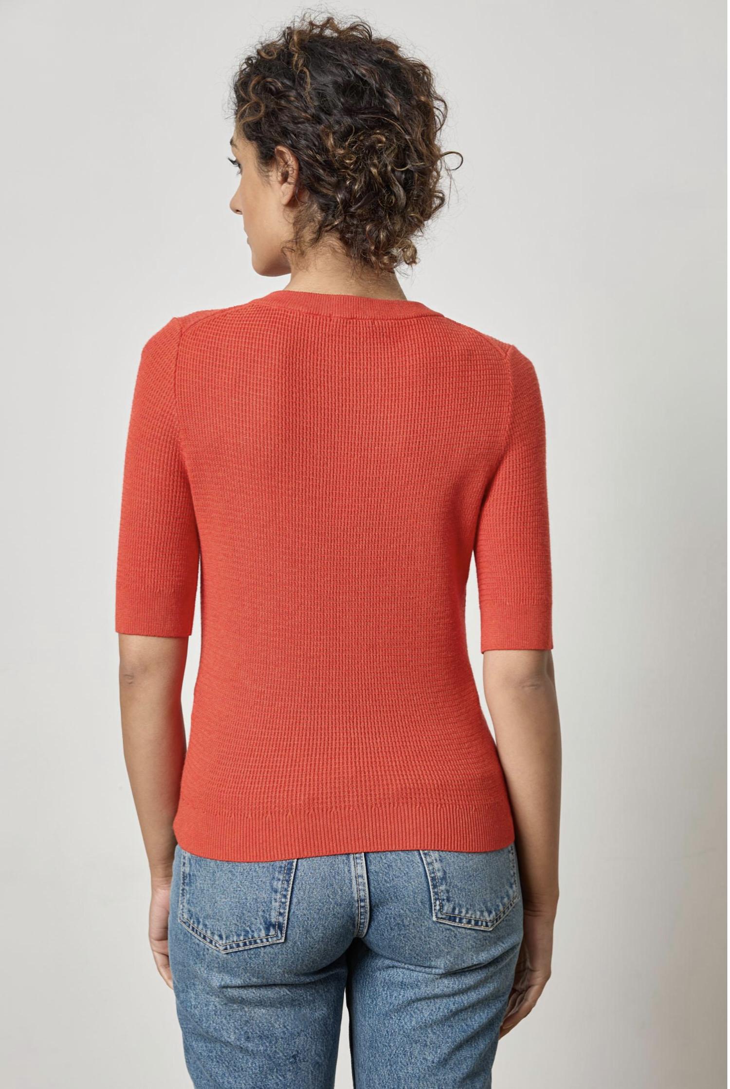 Lilla P - Elbow Sleeve Split Neck Sweater