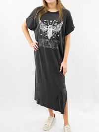 Zutter Dreamer Motorcycle Midi T-shirt Dress in black - women's dress - detail view