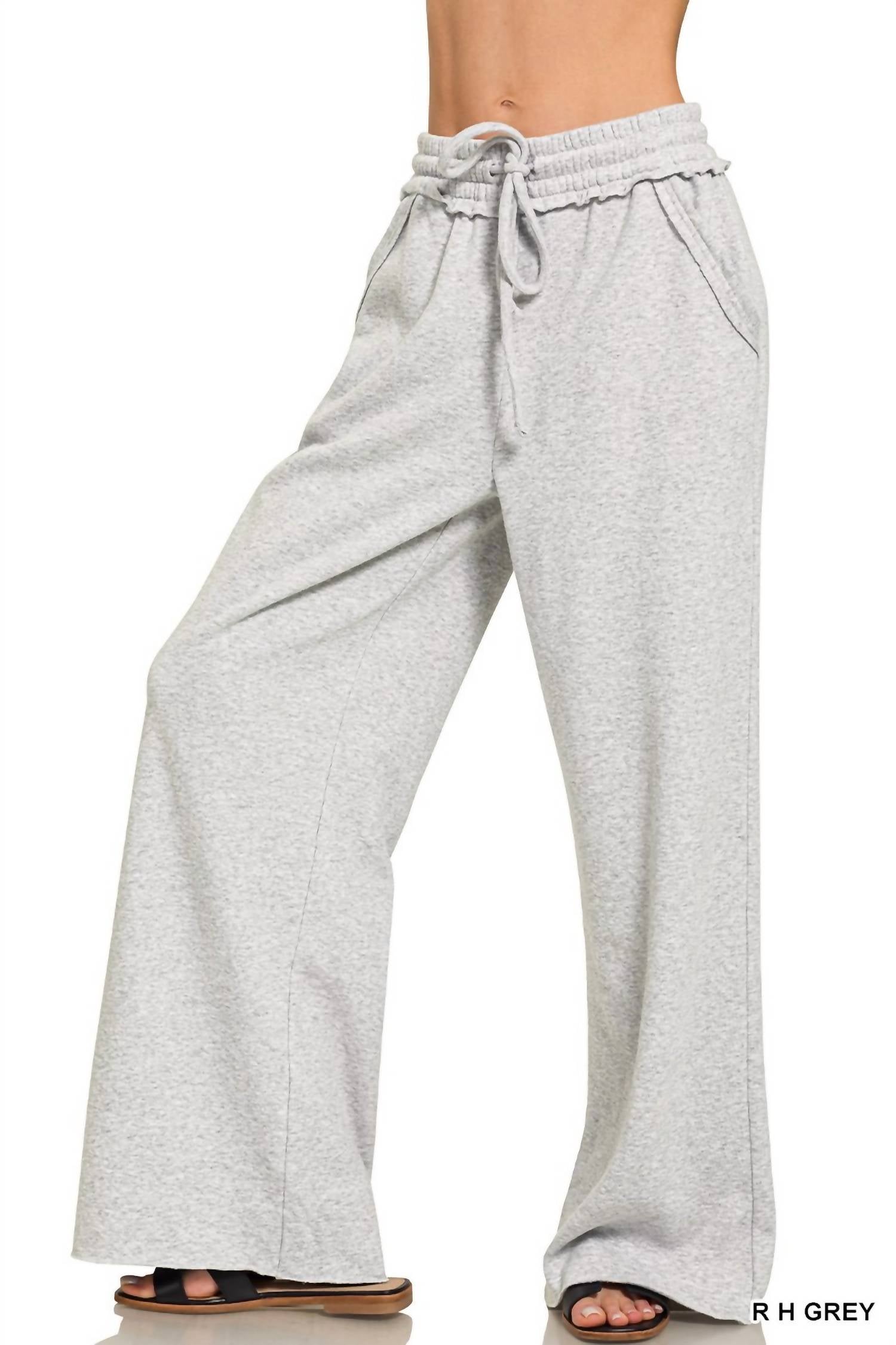 Zenana - Fleece Exposed Sweatpants