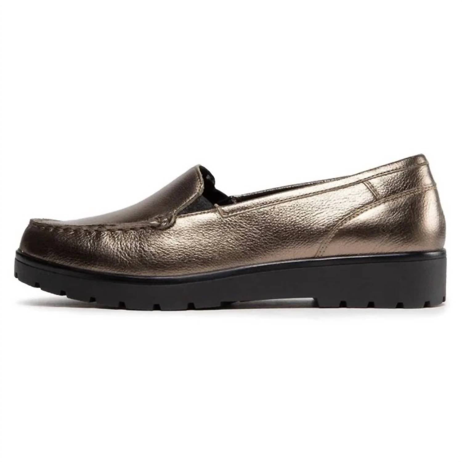 Ara Women's Dewitt Metallic Wedge Loafer in taiga metallic calf - women's flats