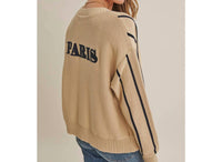 In February - Women's City Postcard Embroidered Stripe Cardigan