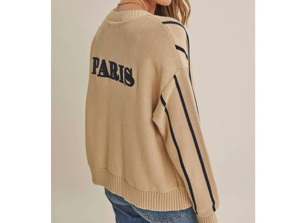 In February - Women's City Postcard Embroidered Stripe Cardigan