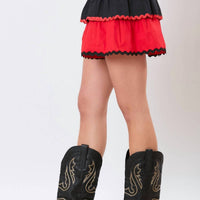 Peach Love Color Block Tiered Mini Skirt in red black - women's skirt - alternate view