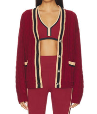 Beach Riot Gene Knit Cardigan in maroon merlot - women's cardigan