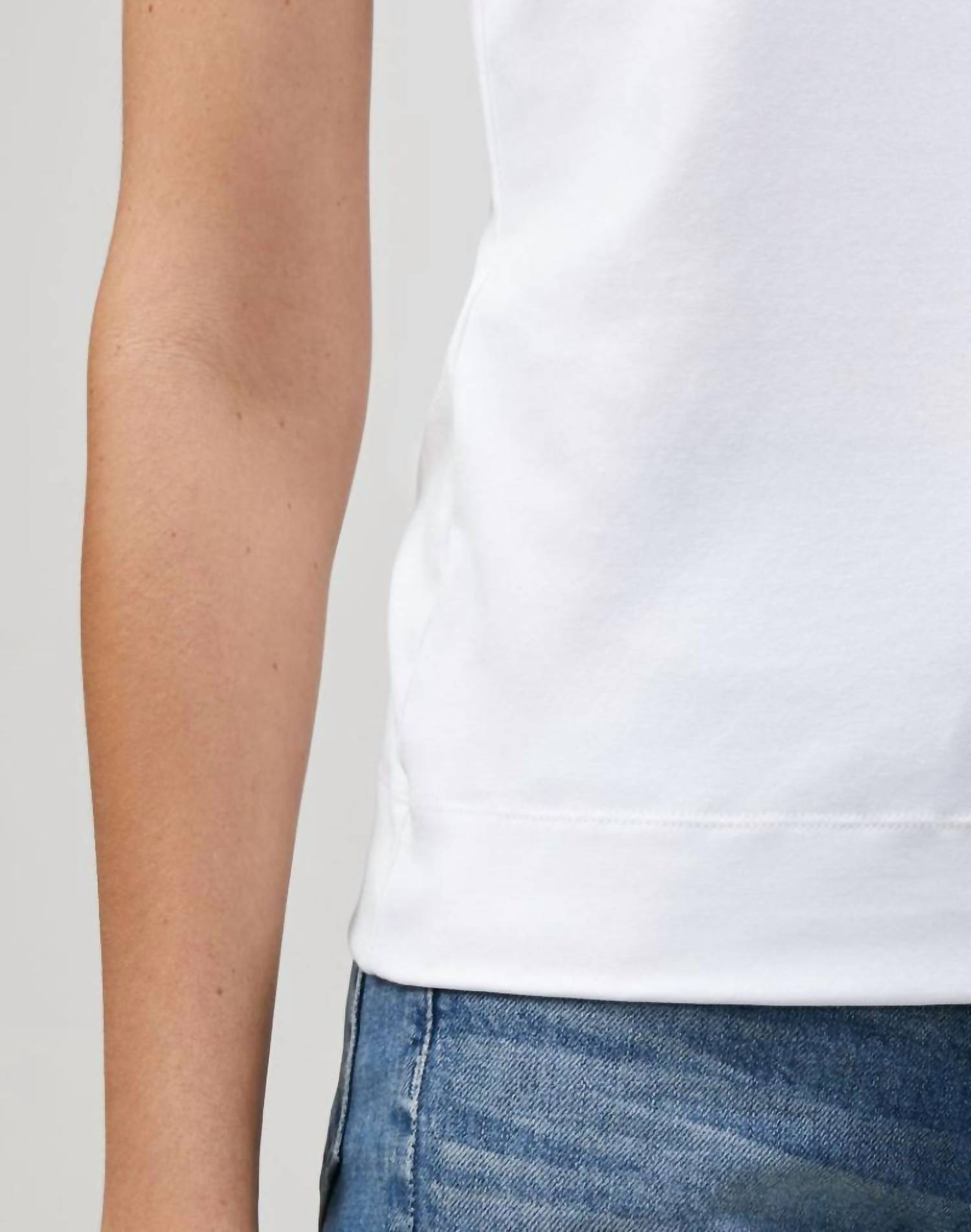 Lafayette 148 Cotton Rib Scoop Neck Tank Top in white - women's tank top - view 5