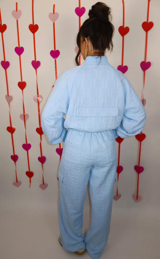 Mulla - Embossed Bomber And Long Pants Set