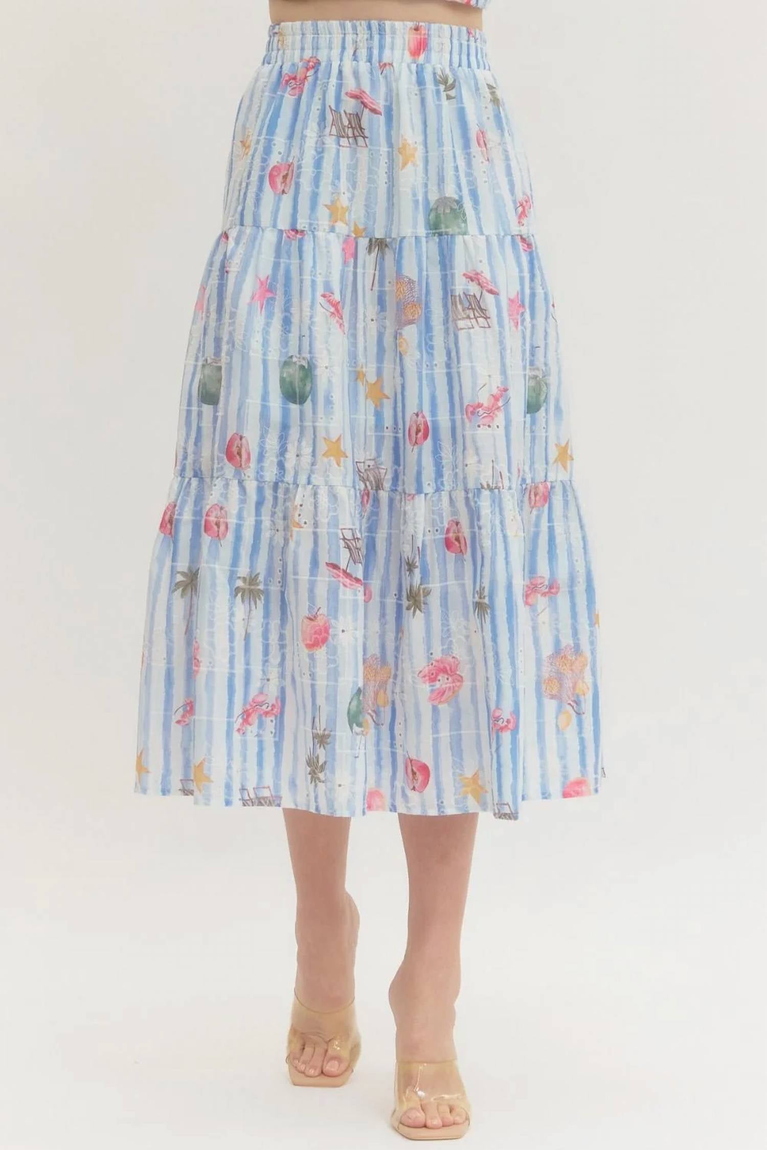 Entro - Summer Print Midi Skirt